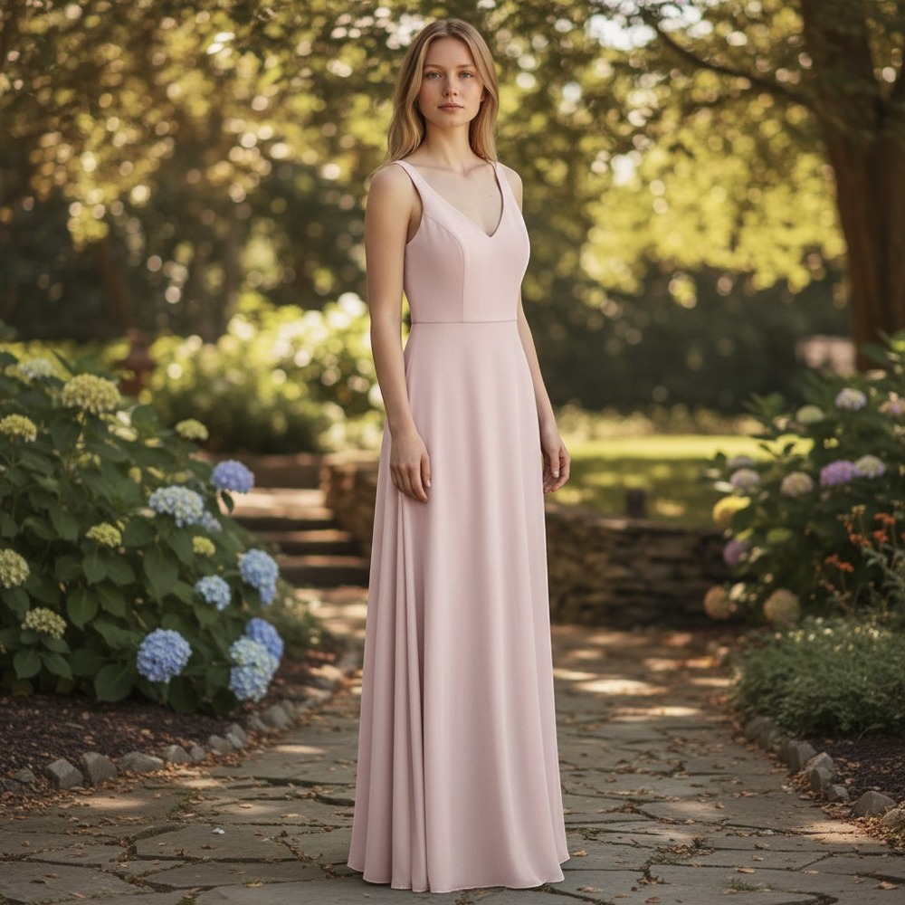 Show Me Your Mumu Jenn Maxi Dress Blush Pink V-Neck‎ Bridesmaid Womens M